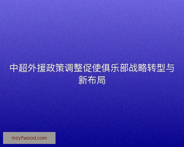 中超外援政策调整促使俱乐部战略转型与新布局