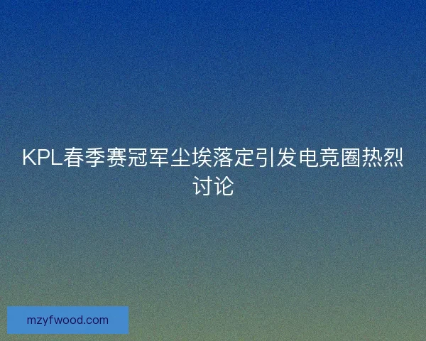 KPL春季赛冠军尘埃落定引发电竞圈热烈讨论